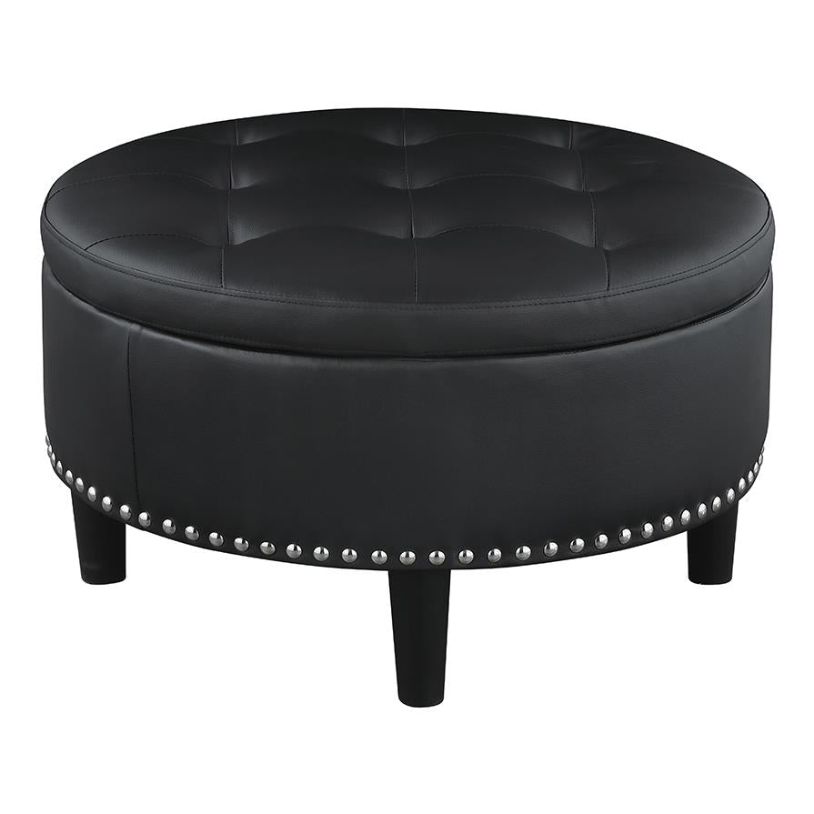 Jace Upholstered Tufted Storage Ottoman Black