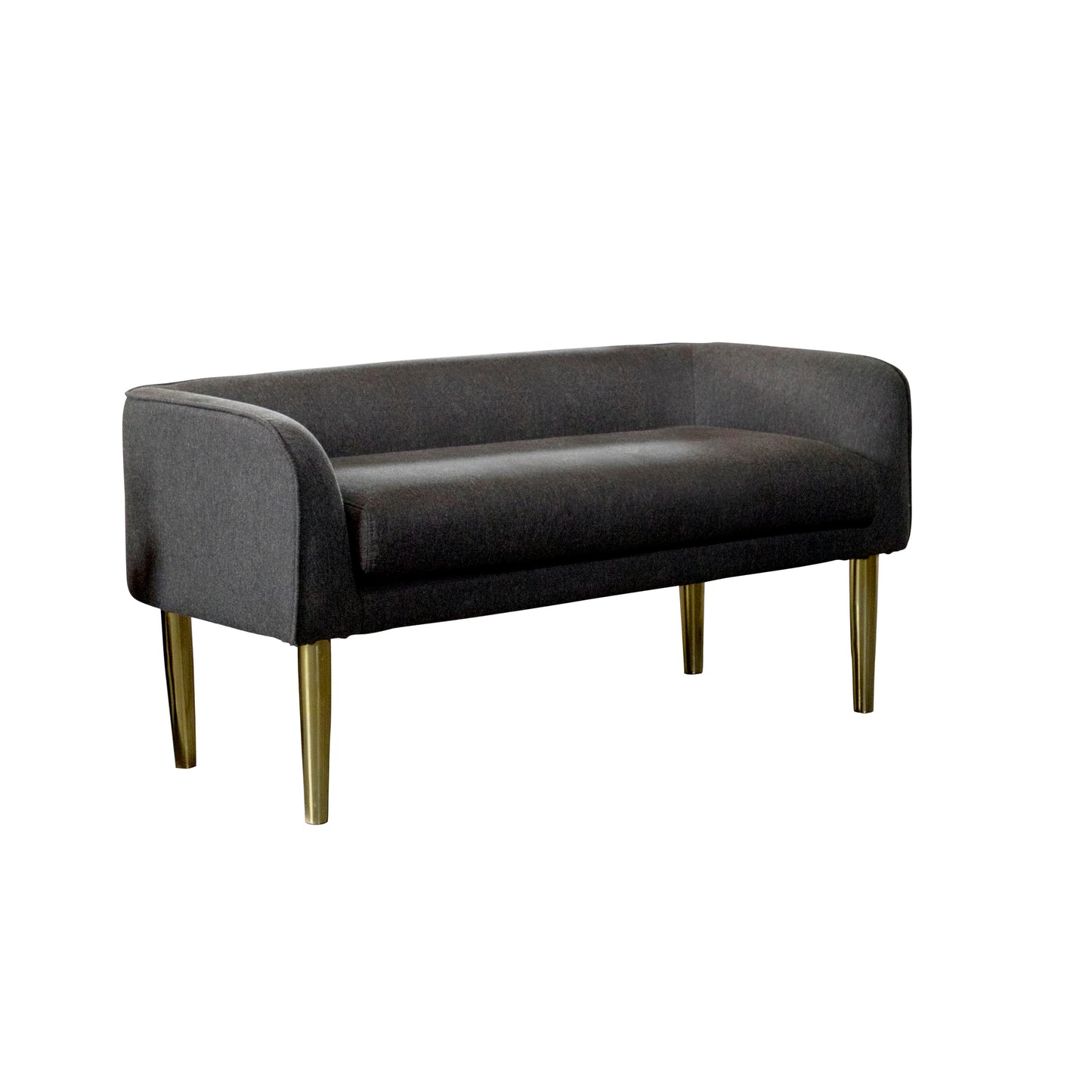 Low Back Upholstered Bench Dark Grey and Gold