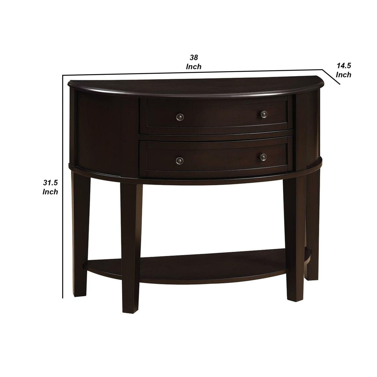 2-drawer Demilune Shape Console Table Cappuccino