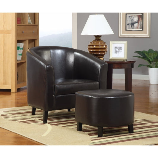 Upholstered Accent Chair with Ottoman Dark Brown