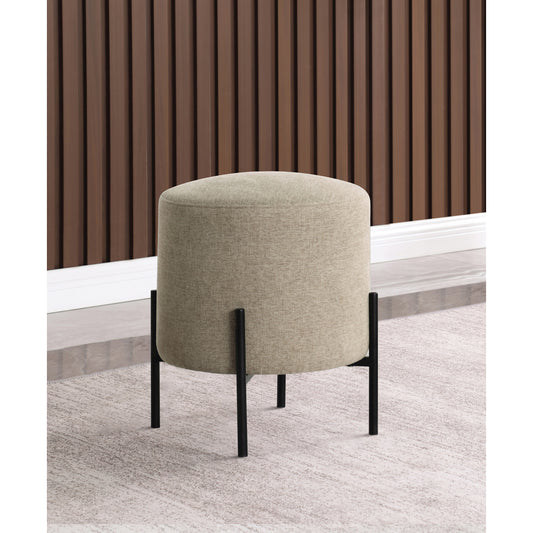 Round Upholstered Ottoman with Metal Legs