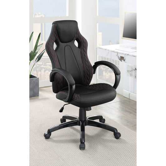 Arched Armrest Upholstered Office Chair Black