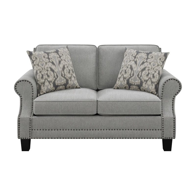 Sheldon Upholstered Loveseat with Rolled Arms Grey