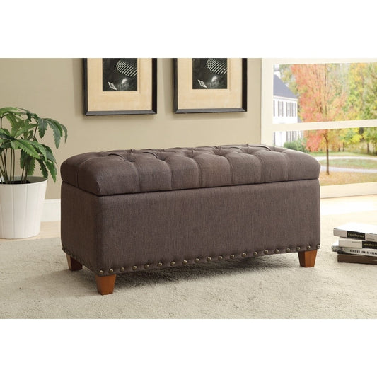 Tufted Storage Bench with Nailhead Trim Mocha