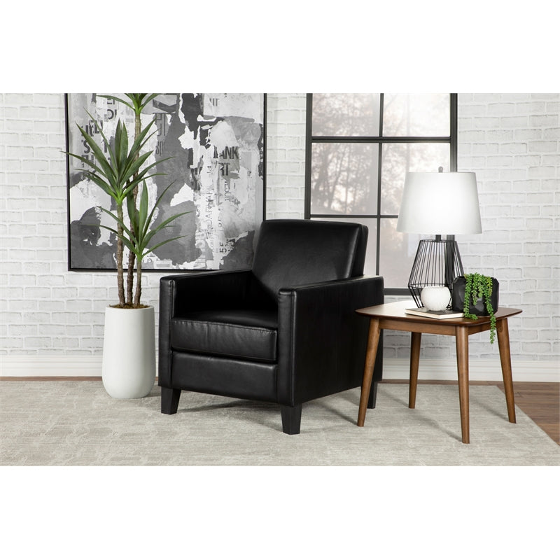Upholstered Accent Chair with Track Arms Black