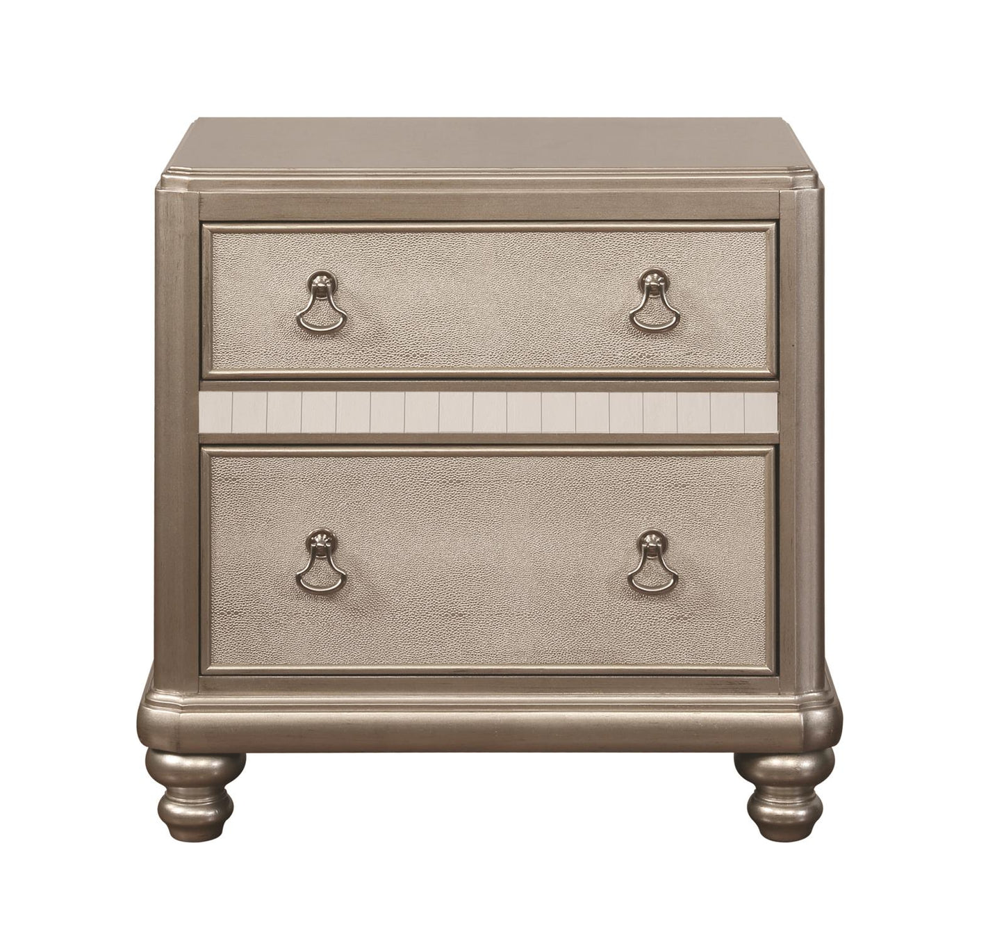 Bling Game 2-drawer Nightstand Metallic Platinum