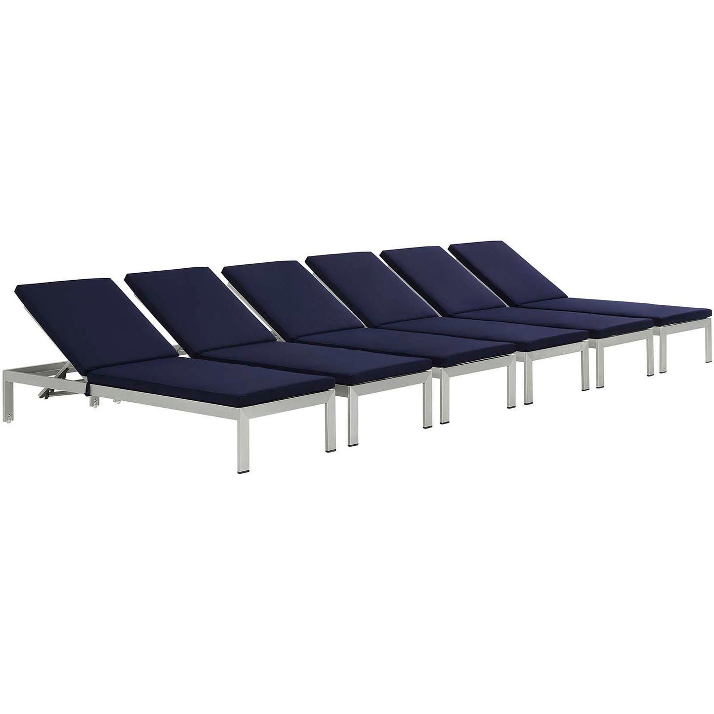 Shore Chaise with Cushions Outdoor Patio Aluminum Set of 6