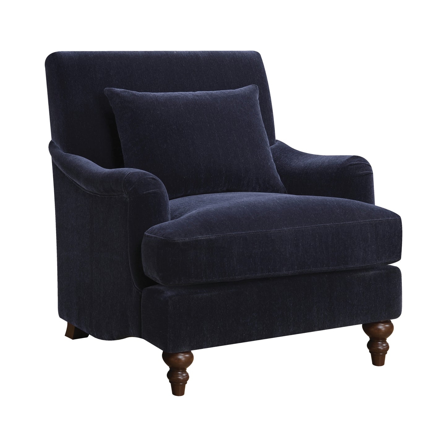 Upholstered Accent Chair with Turned Legs Midnight Blue