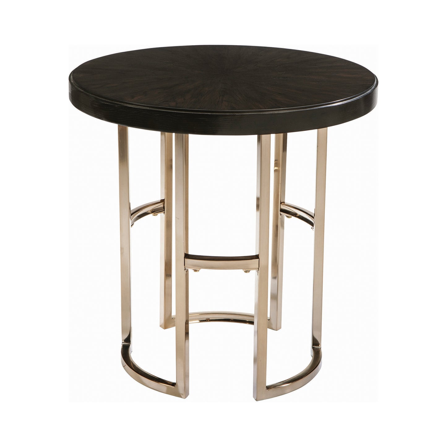 Corliss Round End Table Americano and Rose Brass