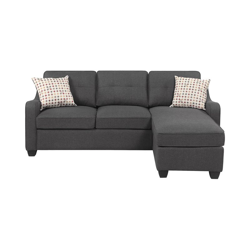 2-piece Upholstered Tufted Living Room Set Dark Grey