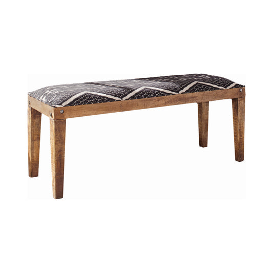 Serene Rectangular Upholstered Bench Natural and Navy