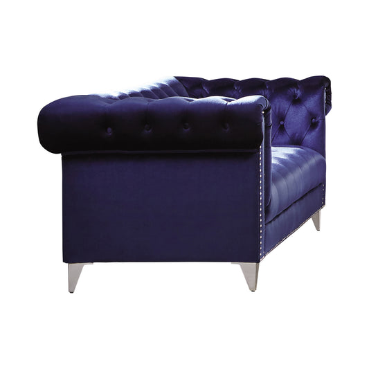 Bleker Tufted Tuxedo Arm Loveseat Blue