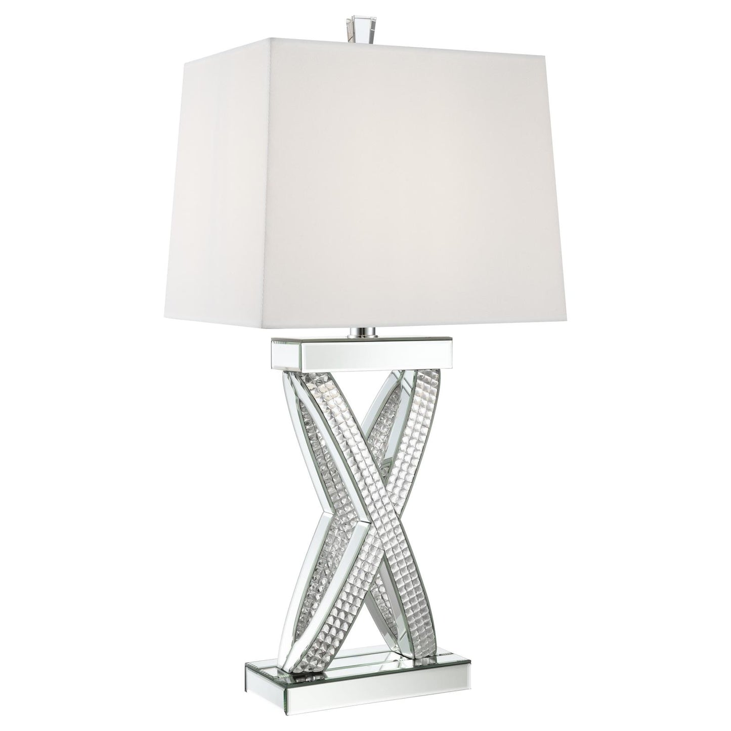 Dominick Table Lamp with Rectangle Shade White and Mirror