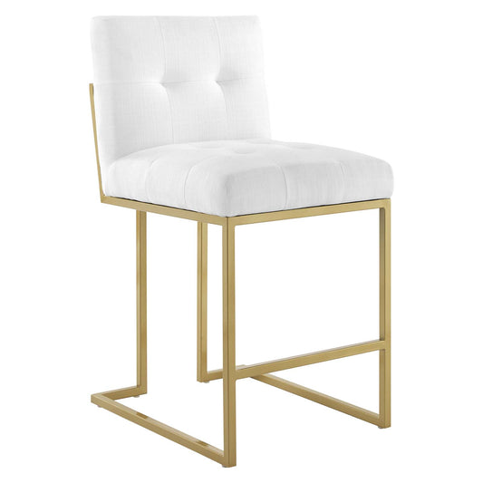 Privy Gold Stainless Steel Upholstered Fabric Counter Stool