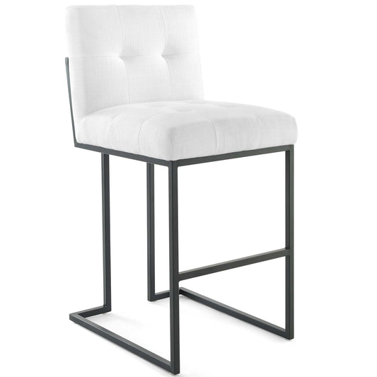 Privy Black Stainless Steel Upholstered Fabric Bar Stool