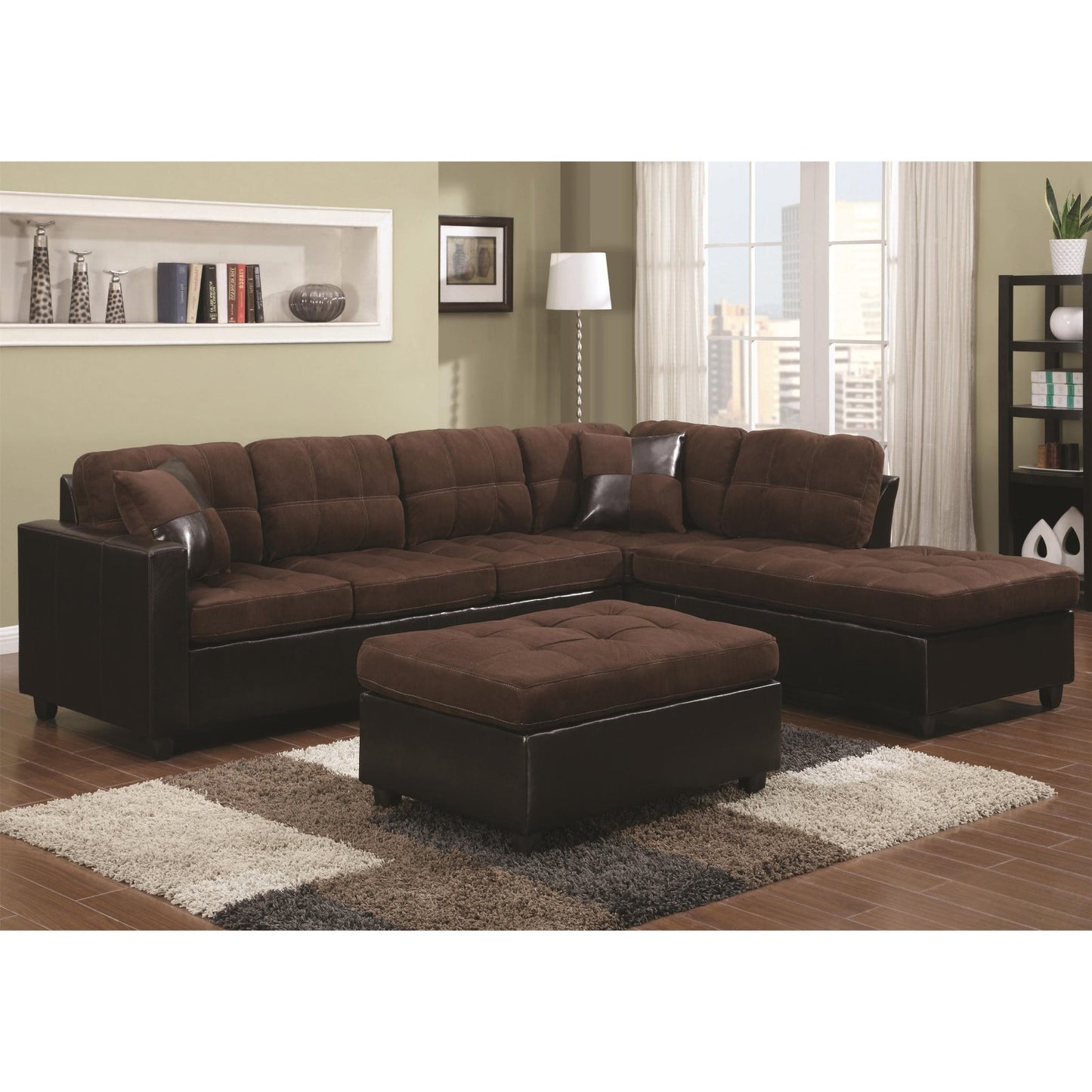 Mallory Upholstered Sectional Chocolate and Dark Brown