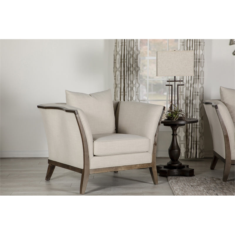 Lorraine Upholstered Chair with Flared Arms Beige