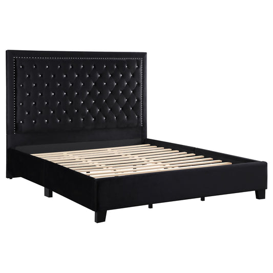 Hailey Upholstered Tufted Platform California King Bed Black