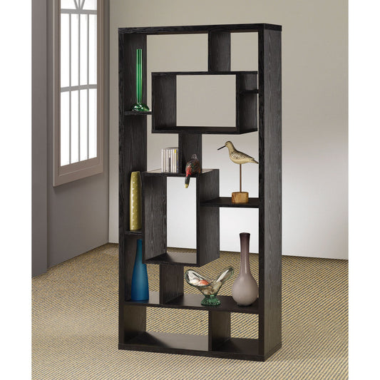 Linbrook 10-shelf Bookcase Black Oak