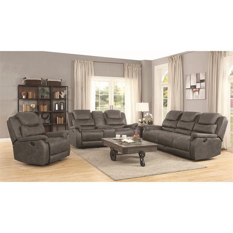 Wyatt 3-piece Upholstered Living Room Set Grey