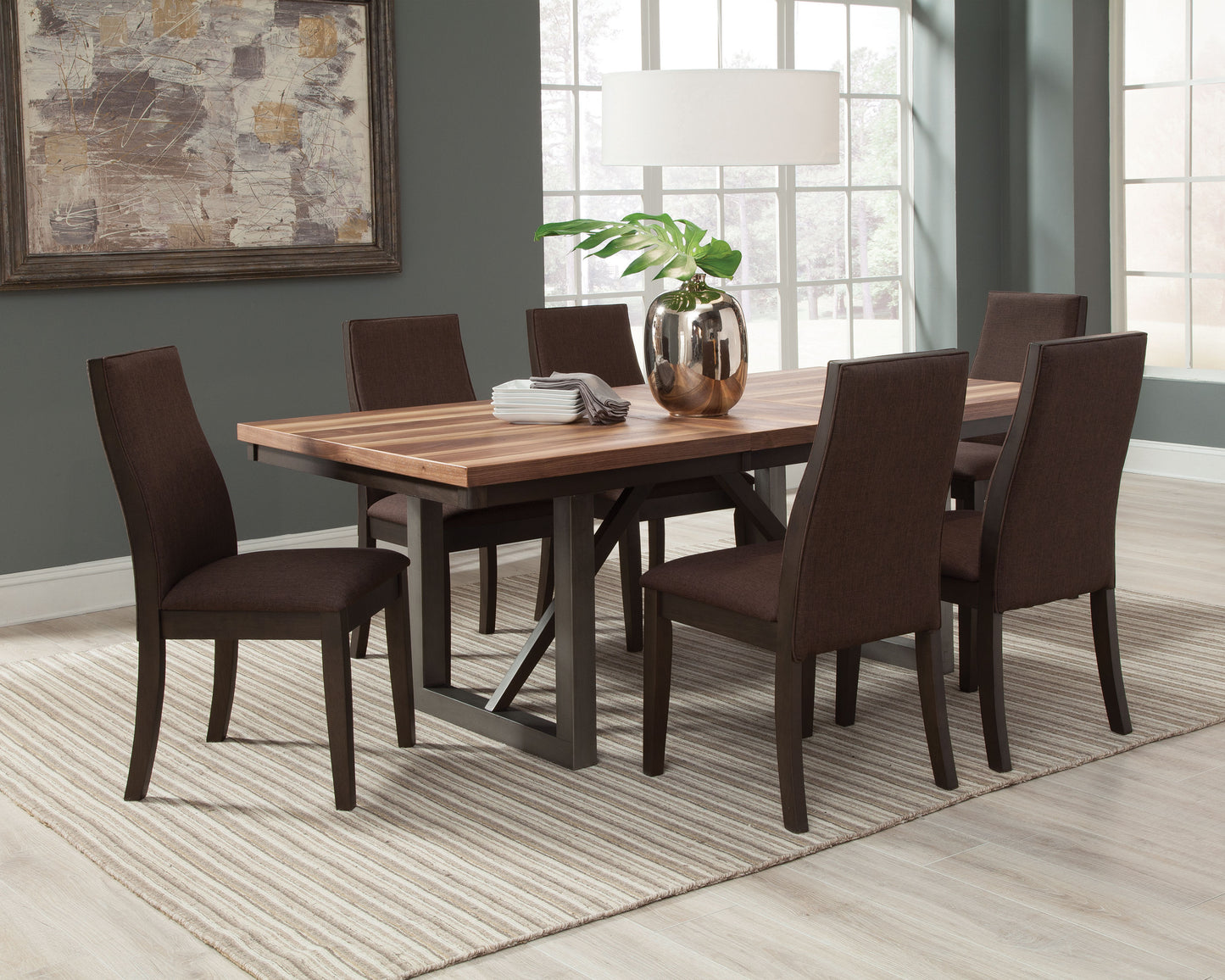 Spring Creek 5-piece Dining Room Set Natural Walnut and Rich Cocoa Brown