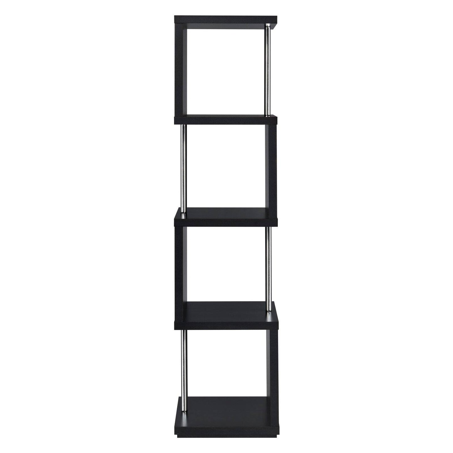 Baxter 4-shelf Bookcase Black and Chrome