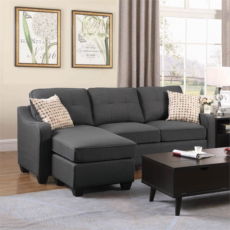 Nicolette Upholstered Tufted Sectional Dark Grey