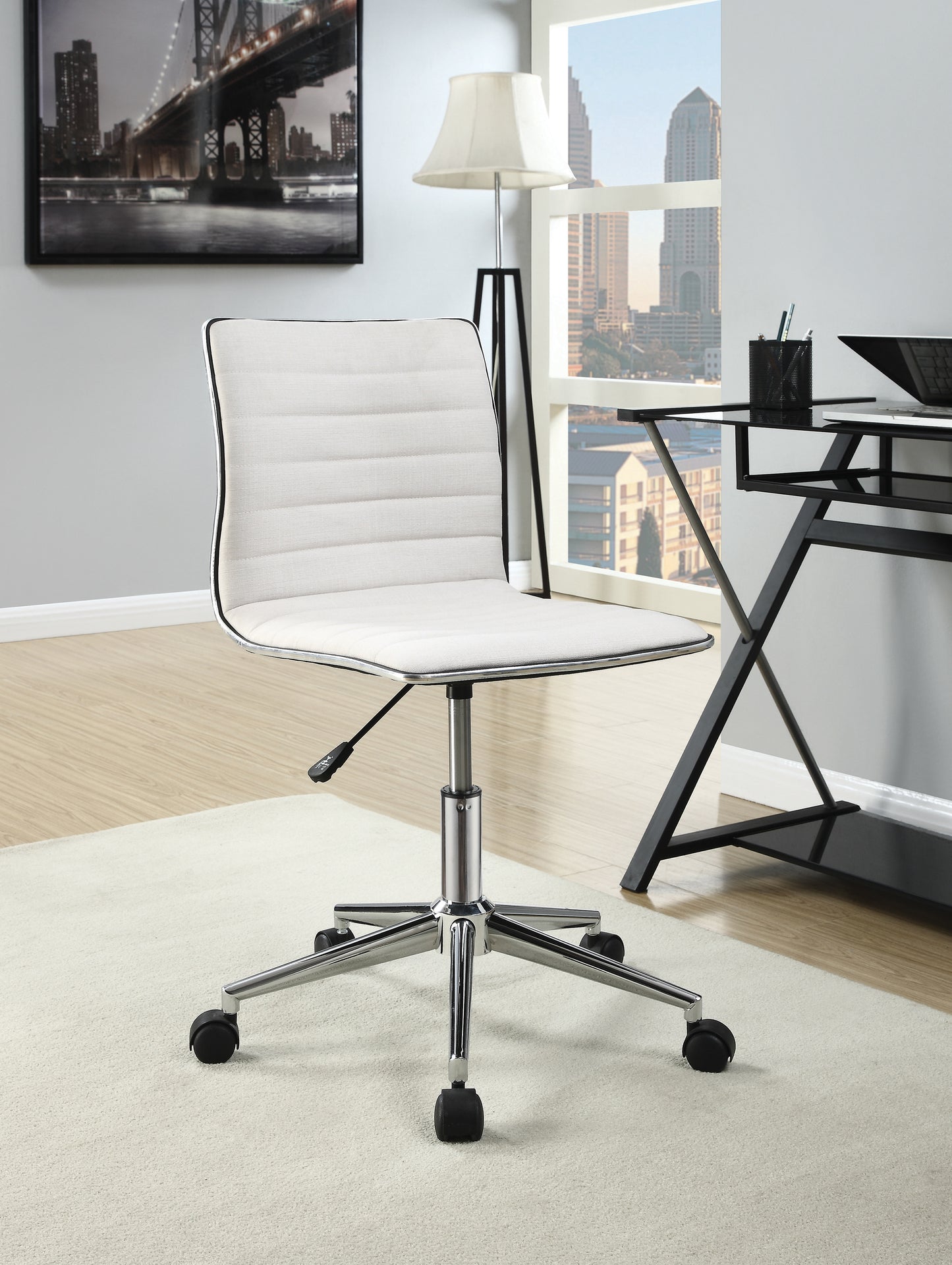 Adjustable Height Office Chair White and Chrome