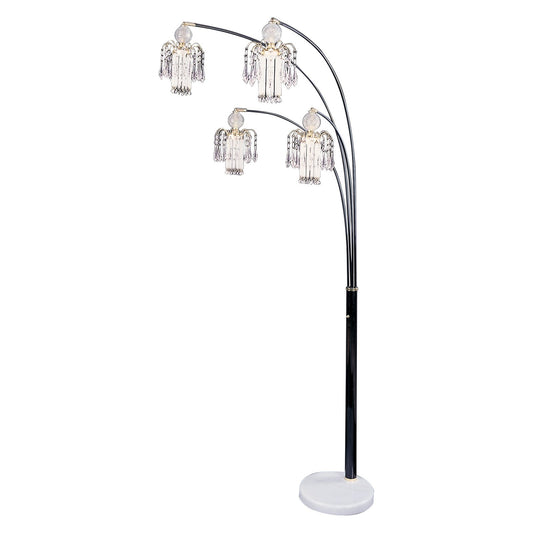 Floor Lamp with 4 Staggered Shades Black