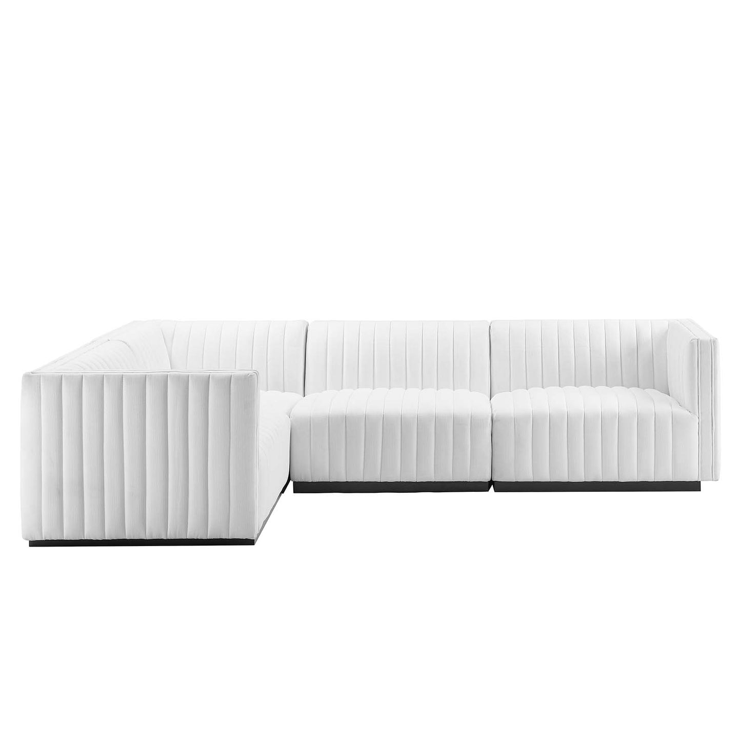 Conjure Channel Tufted Upholstered Fabric 4-Piece L-Shaped Sectional