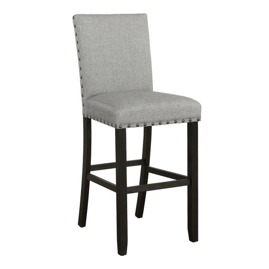 Adlar Solid Back Upholstered Bar Stools Grey and Antique Noir (Set of 2)