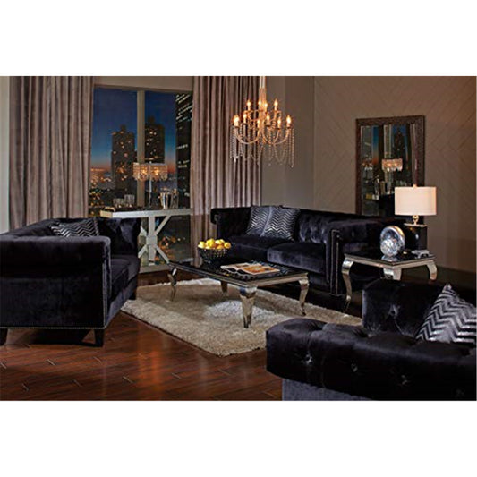 Reventlow Upholstered Tufted Living Room Set Black