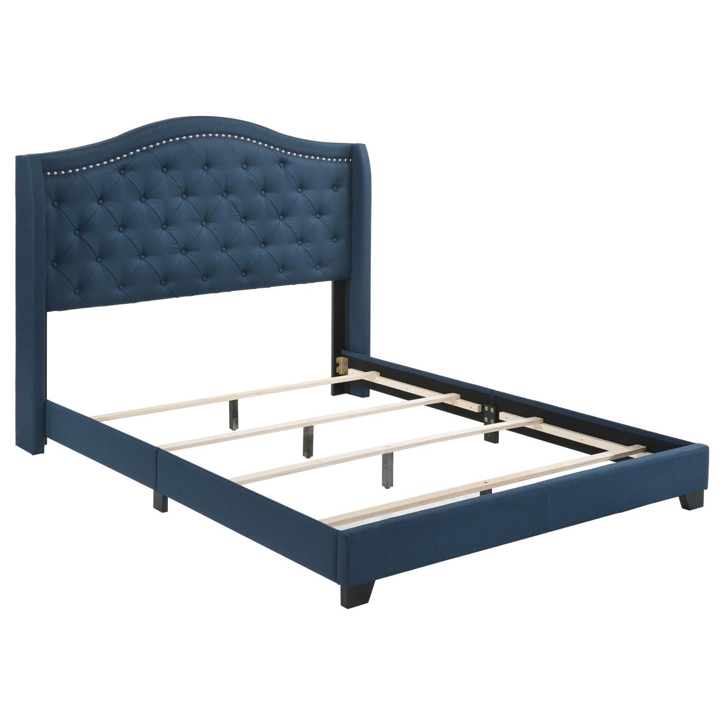 Sonoma Full Camel Headboard Bed with Nailhead Trim Blue