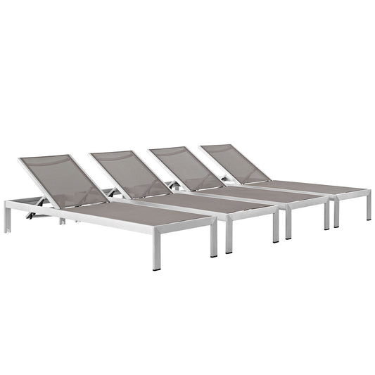 Shore Chaise Outdoor Patio Aluminum Set of 4