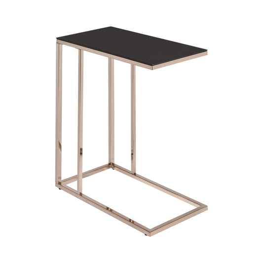 Rectangular Accent Table Black and Chocolate Chrome