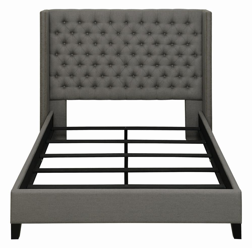 Bancroft Demi-wing Upholstered California King Bed Grey