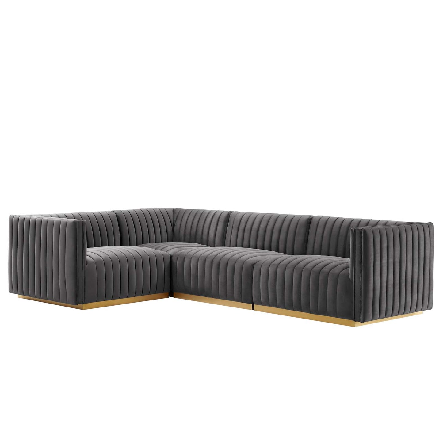 Conjure Channel Tufted Performance Velvet 4-Piece Sectional