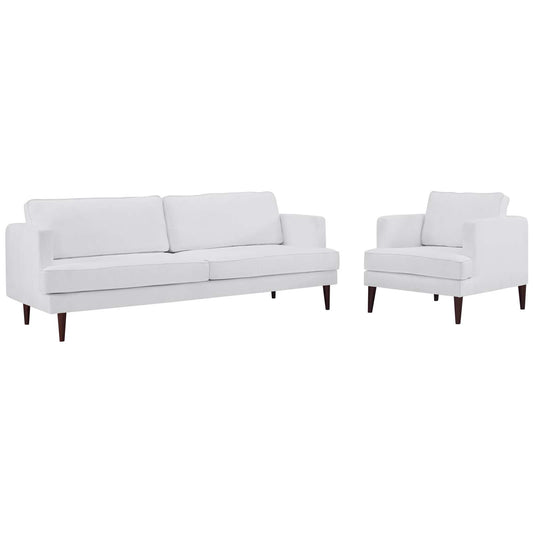 Agile Upholstered Fabric Sofa and Armchair Set