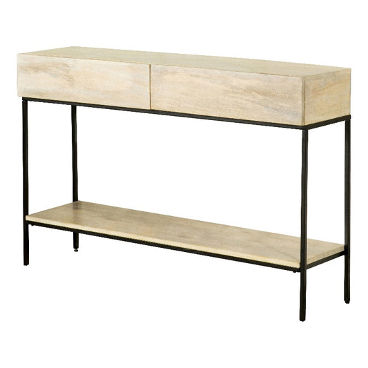 2-drawer Console Table with Open Shelf White Washed