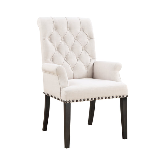 Alana Upholstered Arm Chair Beige and Smokey Black