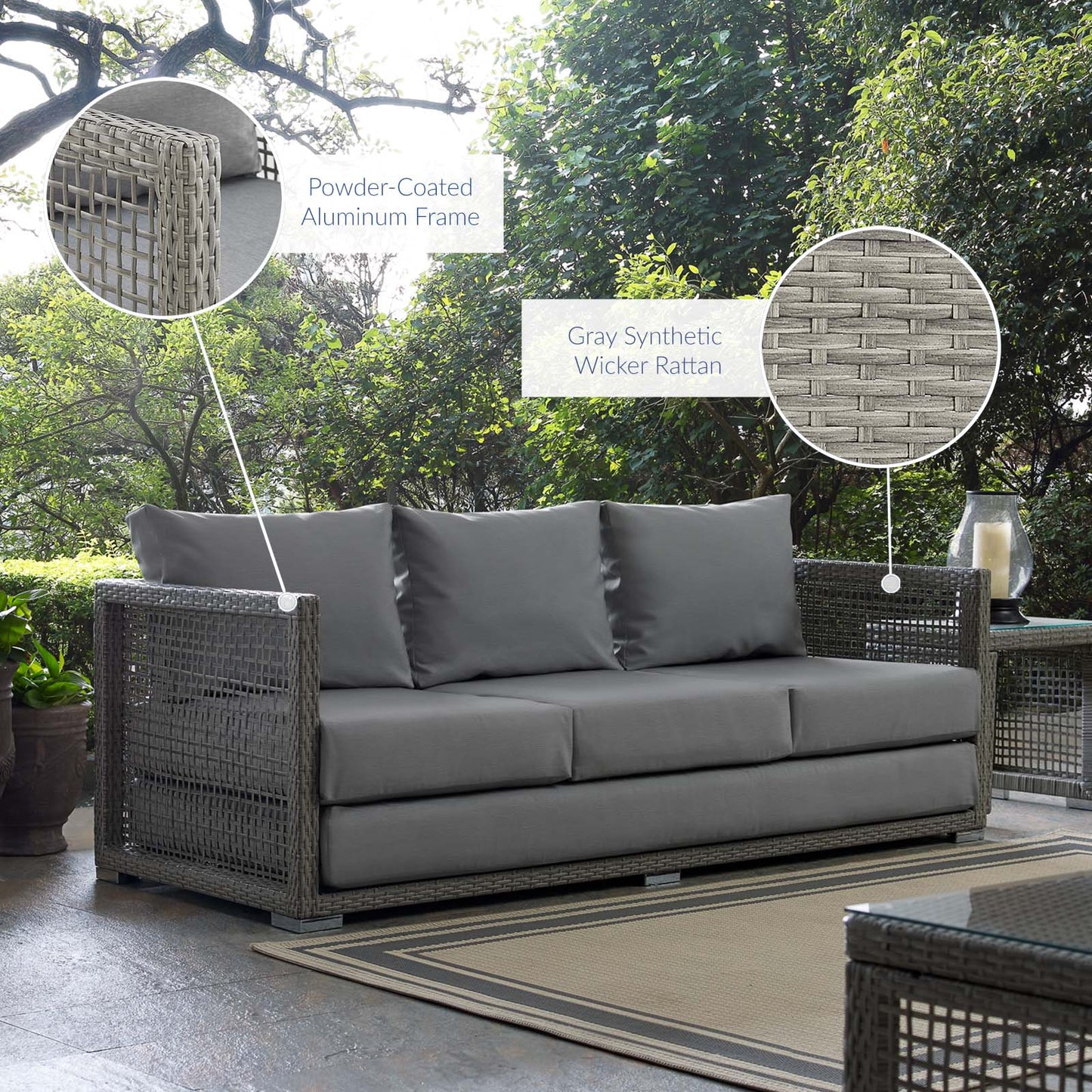 Aura Outdoor Patio Wicker Rattan Sofa