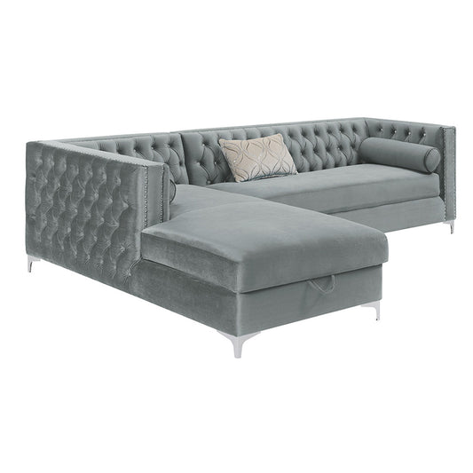 Bellaire Button-tufted Upholstered Sectional Silver