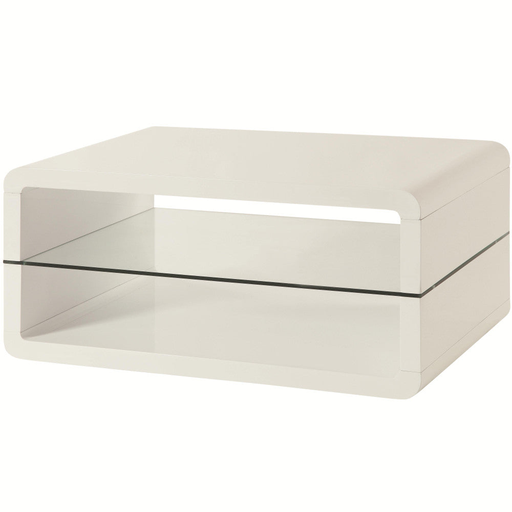 Rectangle 2-shelf Coffee Table Glossy White