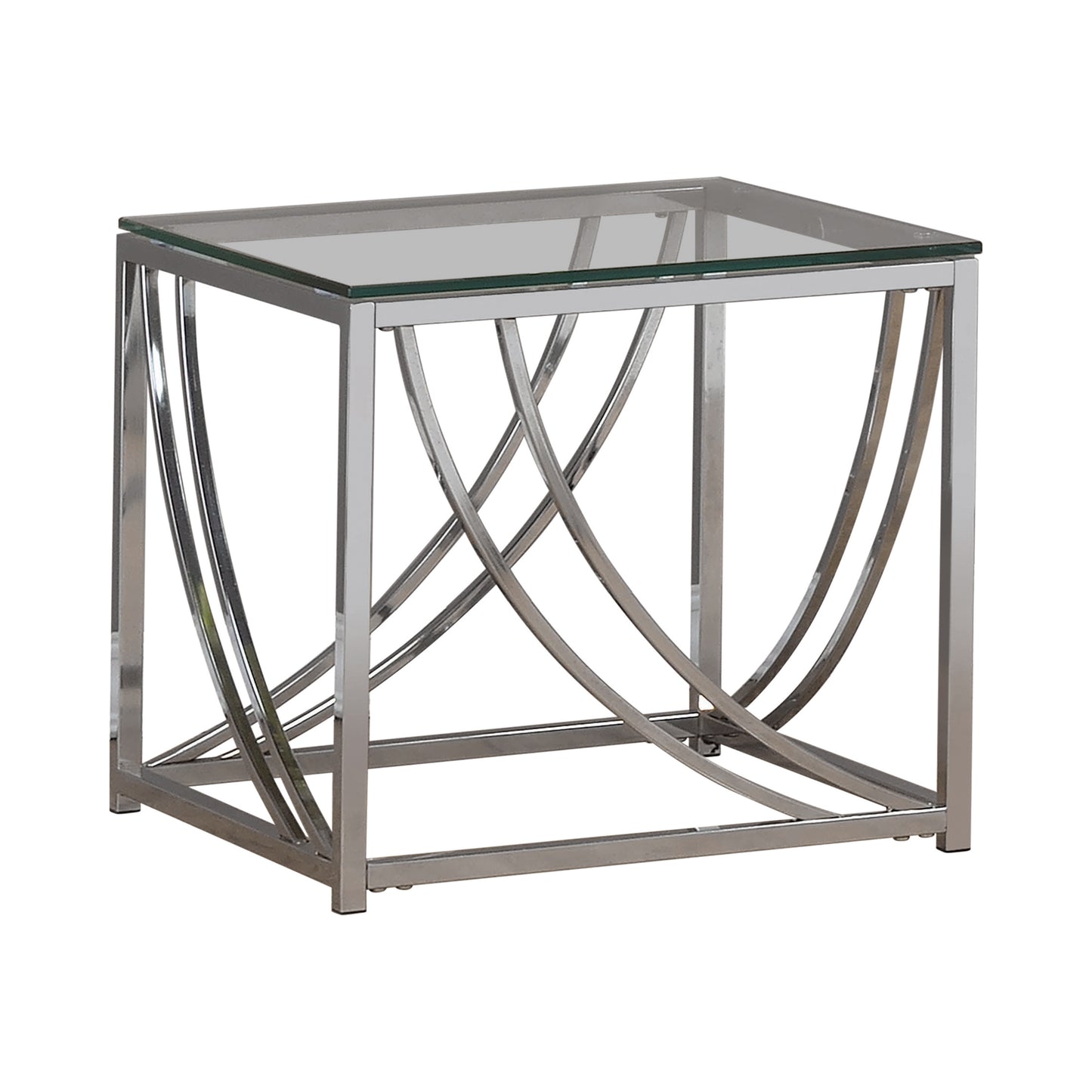 Glass Top Square End Table Accents Chrome