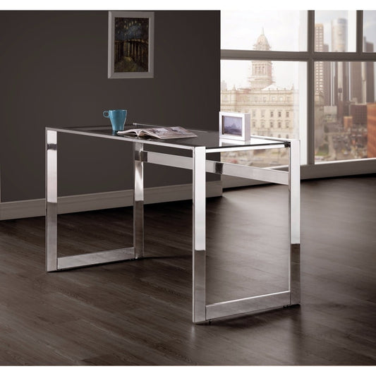 Hartford Glass Top Writing Desk Chrome