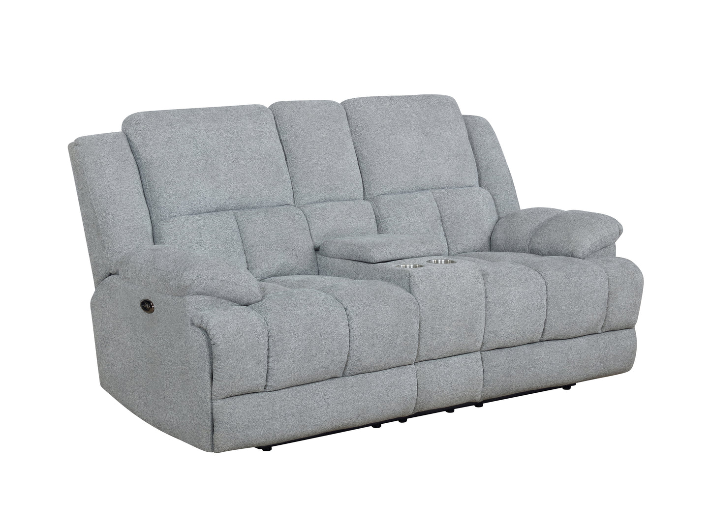 Waterbury Upholstered Motion Loveseat with Console Grey