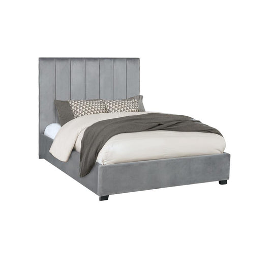 Arles Queen Vertical Channeled Tufted Bed Grey