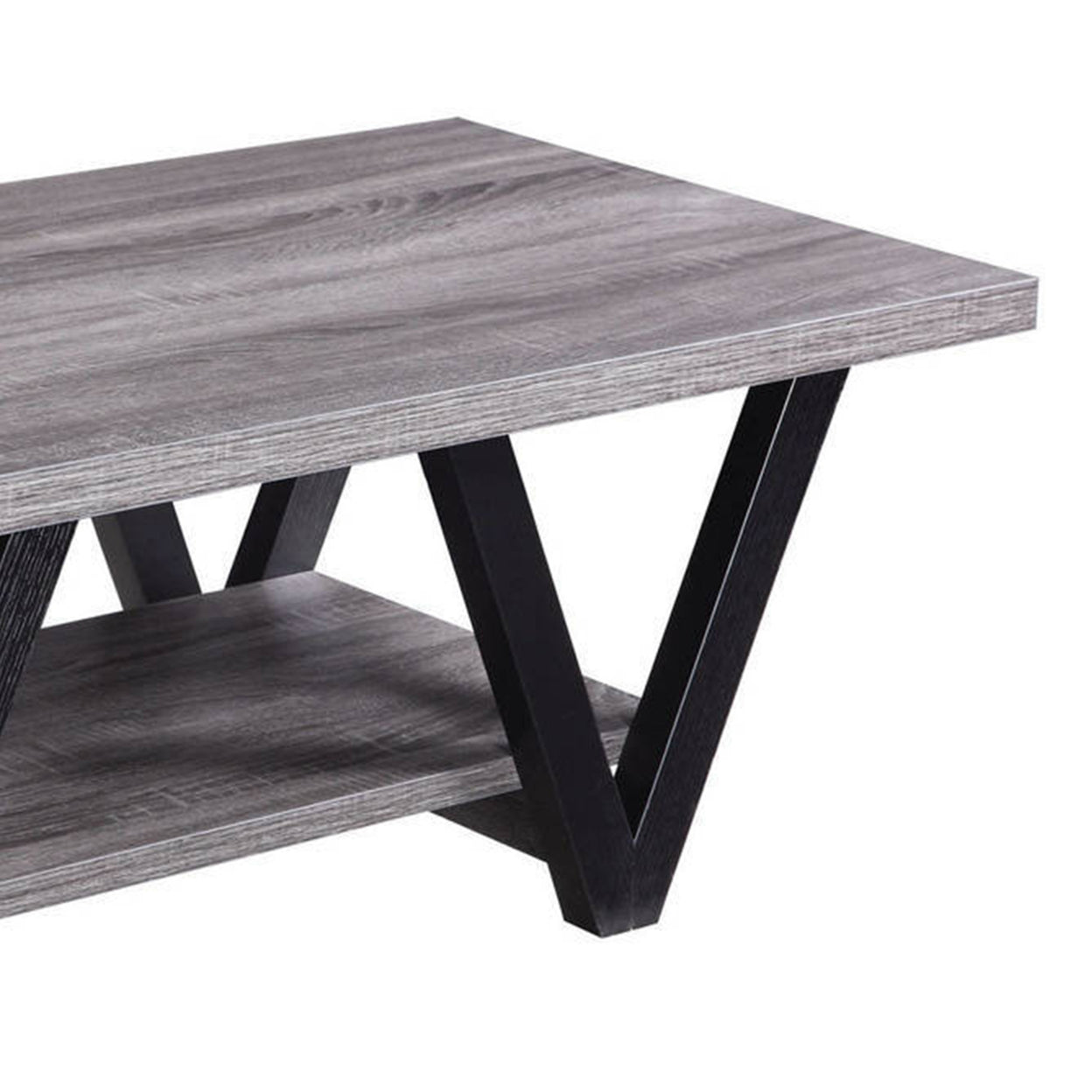 Higgins V-shaped Coffee Table Black and Antique Grey
