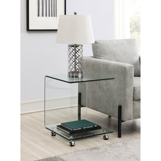 C-shaped Accent Table with Casters Clear