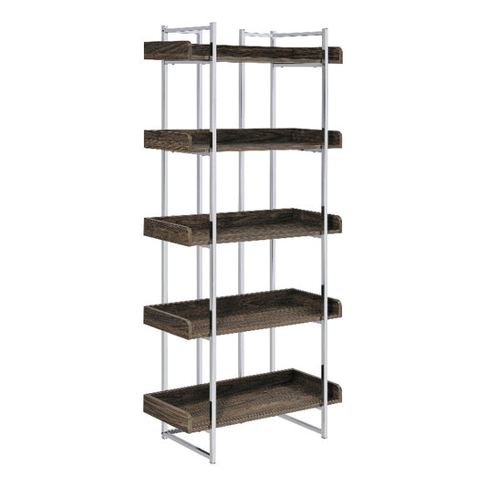 Angelica 5-shelf Bookcase Walnut and Chrome